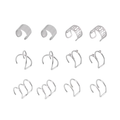 BESTYASH 6 Paare Ohrclips Metall für Männer und Frauen Nicht Piercing Ohrschmuck Stahlfarbe Einfaches Design für von BESTYASH