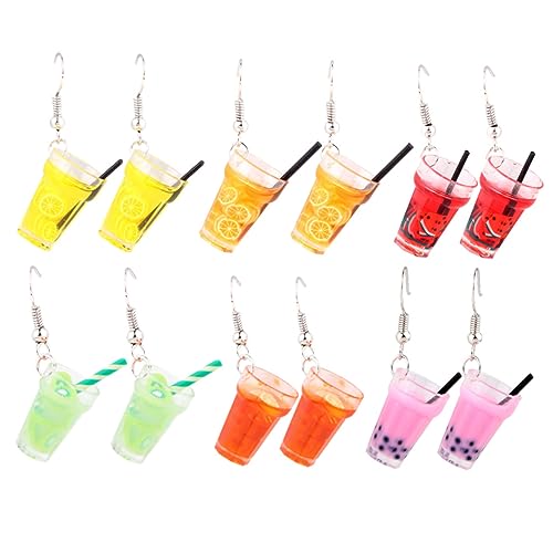 BESTYASH 6 Paare Ohrringe Fruchtbecher-Ohrring Flasche Anhänger in Rotweinkelchform kollege catchring getranke dur-schmuck cups Ohrschmuck Mini-Glasanhänger handgefertigter Anhänger Plastik von BESTYASH