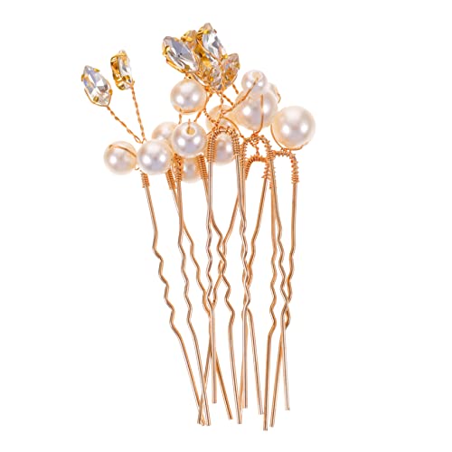 BESTYASH 6 Stück Braut Haarnadeln mit Perlen und Strass U Förmige Hochzeits Haarschmuck Stäbchen für Frauen Langlebige Kopfschmuck Accessoires für Hochzeit und Party von BESTYASH
