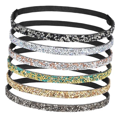 BESTYASH 6 Stück Elastisches Stirnband Süße Stirnbänder Breit Perlen Trainieren Haarschmuck Aus Strass Dünn Bands Kopfschmuckfest Mode Strasssteine Spitze Haarbänder Für Damen Stoff von BESTYASH