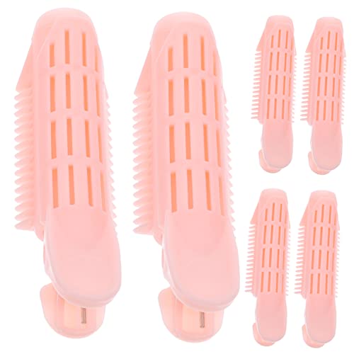 BESTYASH 6 Stück Haare Curl Styling Clip Haarklammern für Frauen Haarklammern für Locken klein volumisierende extra Form Lockenwickler Wurzelhebeklammern Haarhebeclip Abs Rosa von BESTYASH