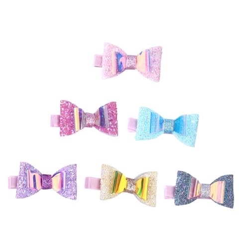 BESTYASH 6 Stück Haarklammern mit Pailletten Glänzende Schleifen Haarschmuck für Mädchen Bunte Clips für Geburtstage Shower Weihnachten von BESTYASH