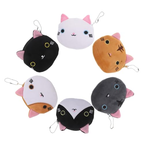 BESTYASH 6stücke Teiliges Süße Katzen-münzbeutel Mit Reißverschluss Für Schlüssel Münzen Und Kleine Gegenstände Für Schule Büro Und Shopping von BESTYASH