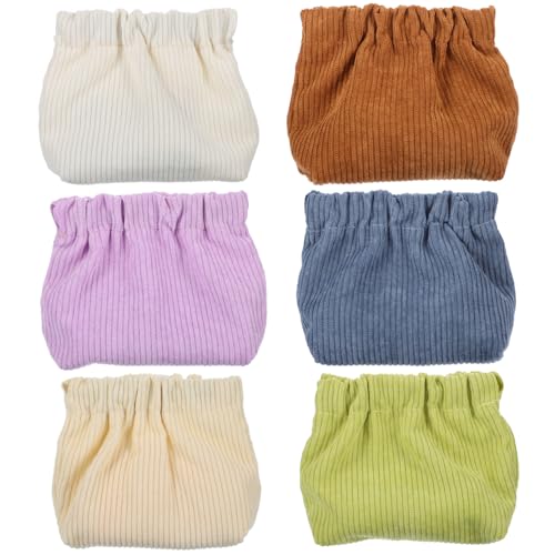 BESTYASH 6 Stück Teiliges Corduroy Kosmetiktaschen in Farben Weiche Strapazierfähige Schmink und Schmuckbeutel aus Cord Vielseitige Aufbewahrungstaschen für Lippenstift Schmuck und Kleine von BESTYASH