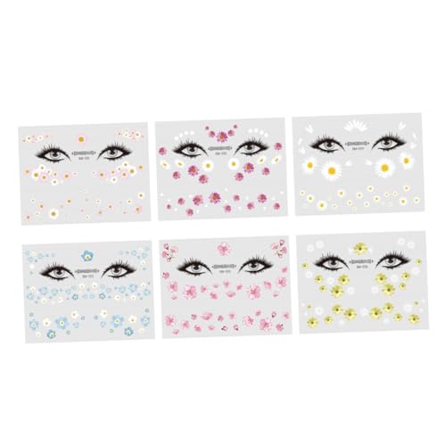 BESTYASH 6 Stück Teiliges Daisy Gesichts Sticker und Schweißfest Dekorative Aufkleber für Schlüsselbein für und Mädchen Verschiedenen Farben BESTYASH 6 Stück Teiliges Daisy Gesichts Sticker und Schweißfest Dekorative Aufkleber für Schlüsselbein für und Mädchen Verschiedenen Farben von BESTYASH