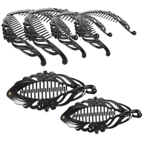 BESTYASH 6 Stück Teiliges Damen Haarklammern Fisch design mit Blumen Rutschfeste Haarschmuck Clips in Schwarz Geeignet für Dickes und Dünnes Haar Modische Haarspangen für Alltag und von BESTYASH
