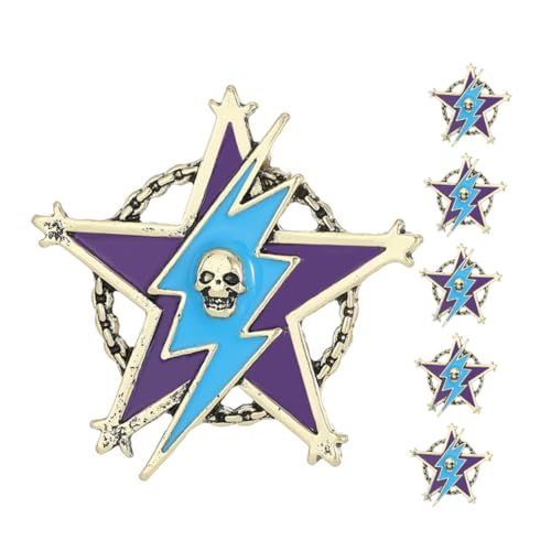 BESTYASH 6 Stück Teiliges Five-pointed Star Anstecknadeln aus Metall Vintage Stil mit Totenkopf-design Kleine Western Lapel Pins für Herrenanzüge Hüte und Rucksäcke Langlebige und Leichte von BESTYASH