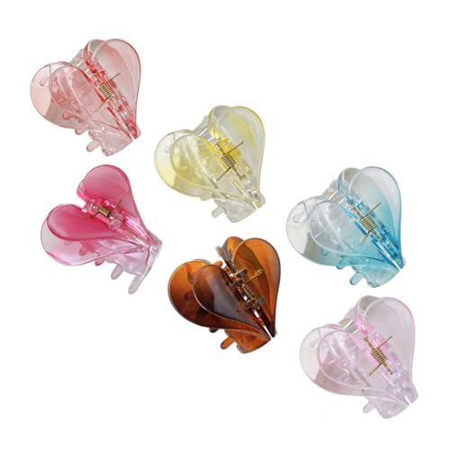 BESTYASH 6 Stück Teiliges Haarklammer Herzform Robuste Flexible Haarkrallenclips für Damen Rutschfest Langlebig Vielseitig für Dünnes Dickes Haar zum Styling Baden Make Up und Alltag von BESTYASH