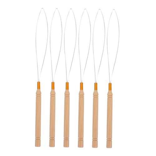 BESTYASH 6 Stück Teiliges Haarverlängerungs Häkelnadeln mit Holzgriff und Pulling Hook Rutsch Haarschlaufen Werkzeug für Extensions DIY und Friseure von BESTYASH