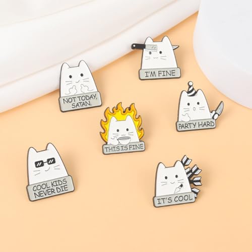 BESTYASH 6 Stück Teiliges Katzenbroschen Niedliche Cartoon anstecknadeln aus Legierung Modische Lapel pins für Kleidung Rucksack Schal Vielseitige Tier accessoires Geschenk für von BESTYASH