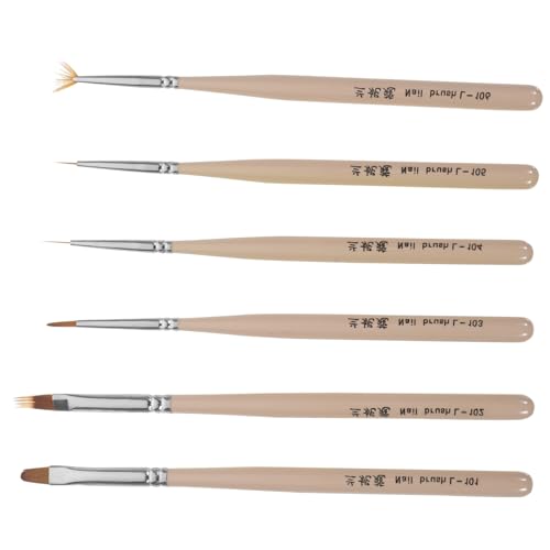 BESTYASH 6 Stück Teiliges Nail Art Pinselset Professionelle Malpinsel für Gel Nägel für Anfänger und Nagelstudios Milchkaffee Farbe Langlebig und Leicht zu Reinigen von BESTYASH
