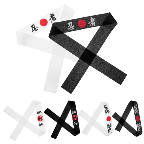 BESTYASH 6 Stück Teiliges Ninja Stirnband Set Japanisches Karate Stirnband aus Hochwertigem Material Vielseitig für Kochen Sport Kostüm und Party Verarbeitung Geschenkidee für Erwachsene von BESTYASH
