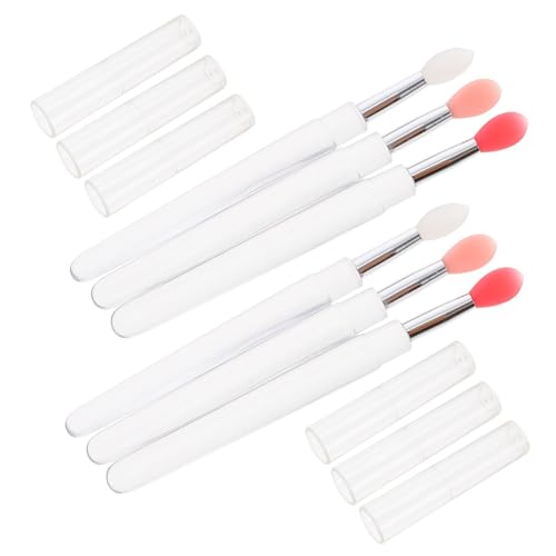 BESTYASH 6 Stück Teiliges Tragbarer Silikon Lippenpinsel mit Kappe Vielseitiger für Lippenpflege und Paillette Lidschatten Komfortabel und Einfach zu Reinigen von BESTYASH