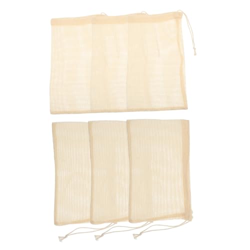 BESTYASH 6 Stück Wiederverwendbare Obst und Gemüsebeutel aus Bio Baumwolle Teiliges Tragbare Netzbeutel für Einkäufe zur Aufbewahrung von Lebensmitteln Leicht und Platzsparend von BESTYASH