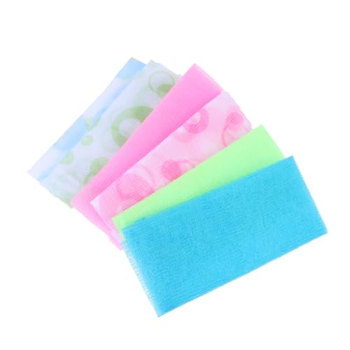 BESTYASH 6stücke Nylon Peeling-badetücher Mit Rückzugstreifen Lange Körperpeelingtücher Für Dusche Und Bad Verschiedene Farben von BESTYASH