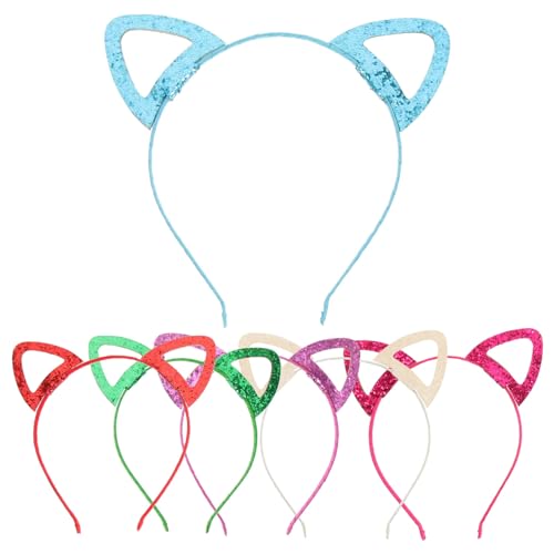 BESTYASH 6Stücke Katzenohren Stirnbänder für Lustige Haaraccessoires mit Pailletten für Partys Festivals und Halloween Bequemes Design für Mädchen und Jungen von BESTYASH