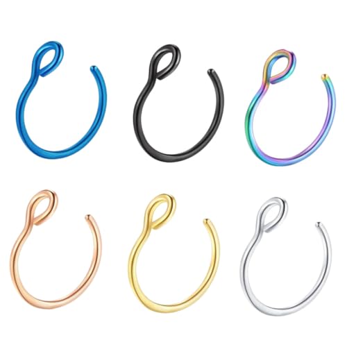 BESTYASH 6Stücke Teiliges Nasenring Damen Nasenstecker Piercing Schmuck Bunt Roségold Silber Gold Dunkelblau Stilvolle Nasendekoration für Individuellen Ausdruck von BESTYASH