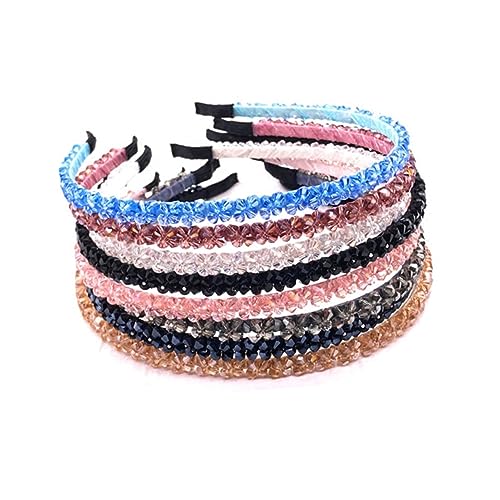 BESTYASH 6stücke Strass Stirnband Für Mädchen Und Frauen Kristall Haarband Dünnes Haarreifen Mit Strass Doppelreihig Gemischte Farben von BESTYASH