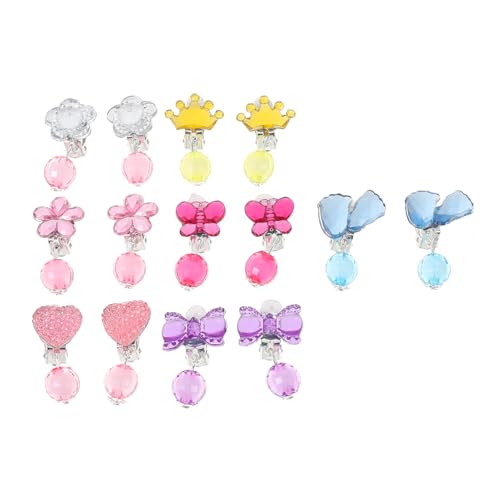 BESTYASH 7 Paar Dekorative Ohrclips für Mädchen Clip On Schmuck Bruchfest Bunte Farben für Kostümpartys und Geburtstagsfeiern von BESTYASH
