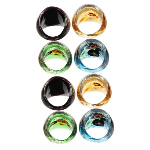 BESTYASH 8 Stk Glasring Im Ethno-stil Schmuck Ringe Für Frauen Dekorative Ringe Stapelbarer Klobiger Ring Personalisierte Fingergelenkring Coole Fingerring Glas Für Damen von BESTYASH