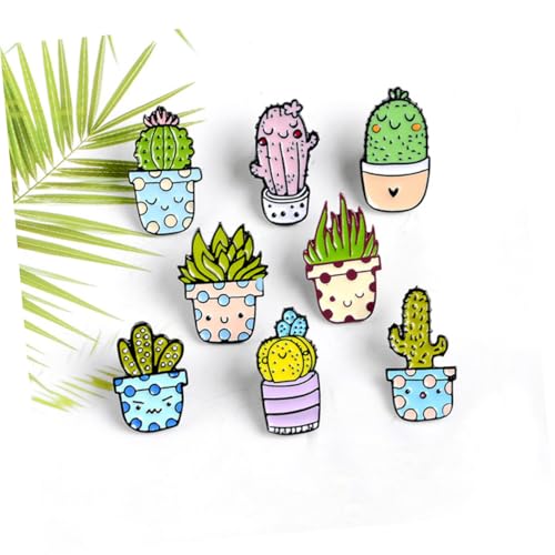 BESTYASH 8 Stück Teiliges Cartoon Kaktus Broschen Anstecknadeln Bunte Pflanzen Pins für Kleidung Rucksäcke Taschen Modische Accessoires Leichte Tragbare Mode dekoration von BESTYASH