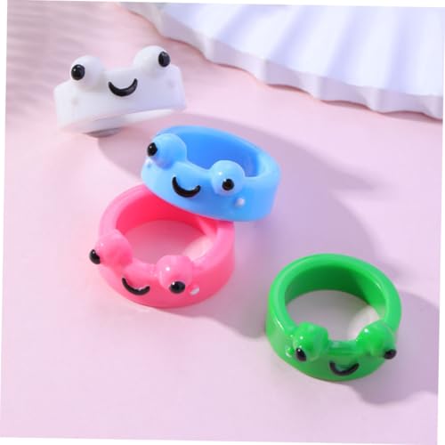 BESTYASH 8 Stück Teiliges Frosch ringe aus Resin Stapelbare Hautfreundliche Tier fingerringe für Damen Farblich Sortiert Ergonomisch Geformt Modischer Schmuck für Party und Zufällige Farbe von BESTYASH