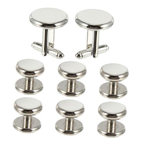 BESTYASH 8 Stück Teiliges Herren Manschettenknopf Set Weiß Runde Tropfen Manschettenknöpfe Und Hemdknöpfe Für Französische Manschetten Hemden Stilvolle Tuxedo Schmuck Für Business Hochzeit von BESTYASH