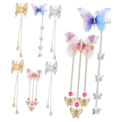 BESTYASH 8 Stück Teiliges Schmetterling Haarklammern mit Beweglichen Flügeln und Abnehmbaren Quasten Haarspangen aus Metall für Damen und Mädchen Leichte Langlebige Haarschmuck Clips von BESTYASH