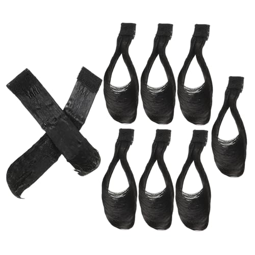 BESTYASH 9 Stück Vorhang Knallt Clip-in-haaraufsatz Knallverlängerungen Clip Menschliches Haar Falscher Knall Haarverlängerung Brötchen Black Hochtemperaturdraht von BESTYASH