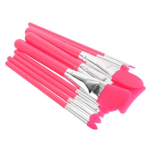 BESTYASH 9-Teiliges Set Make-up-Pinsel-Set Schönheitswerkzeuge aus Silikon Flacher Lidschattenpinsel Lidschatten -Applikatorbürste Make-up-Augenpinsel kleiner Lidschattenpinsel Plastik rot von BESTYASH