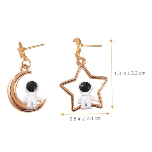BESTYASH Astronaut Mond Stern Ohrringe Damen Hohl Anhänger Asymmetrisch Kreativ Modeschmuck von BESTYASH