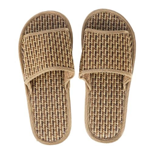 BESTYASH Bambus Sandalen Damen Sommer Open toed Slippers Leicht Atmungsaktiv Komfortabel Nachhaltig Khaki Farbe Natürliche Bambusfaser Slipper Für Haus und Freizeit von BESTYASH