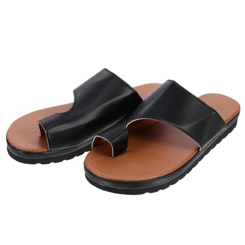 BESTYASH Bequeme Damen Bunion Sandalen Sommer Sandalen Leicht Atmungsaktiv Rutschfeste Sohle Modische Strandschuhe Große Schwarze Flache Schuhe von BESTYASH