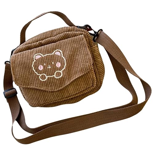 BESTYASH Bestickte Umhängetasche Bezaubernde Tasche Für Teenager-mädchen Brauner Bär Modische Einzelne Schultertasche Für Frauen von BESTYASH