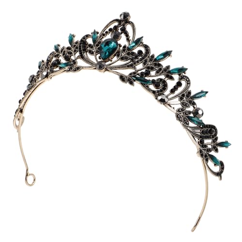BESTYASH Blattkrone Haarschmuck Kronen Strassstirnband Brautjungfer Krone mit Tröpfchen Rosa Geburtstag Tiara Braut Tiara Braut Stirnband Hochzeit Kopfschmuck Brauttiara Zinklegierung Grün von BESTYASH