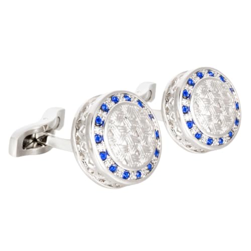 BESTYASH Blaue Manschettenknöpfe Herren Runde Filigrane Anzug Accessoires aus Leichtem Robust und Modisch für Hemden Business und Festkleidung Stilvolles Ersatz von BESTYASH