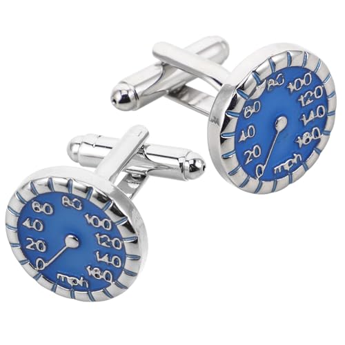 BESTYASH Blaue Speedometer Manschettenknöpfe aus Metall Auto Tachometer Design Elegante Herren Cuff Links für Business Hochzeit Besondere Anlässe Vielseitig und Langlebig von BESTYASH