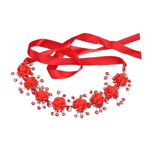 BESTYASH Blumenhaarreif für Damen Kreativer Haarschmuck aus Polymer Eleganter Blumenkranz für Hochzeiten Partys und Festliche Anlässe Leicht und Bequem zu Rot von BESTYASH