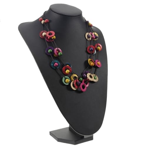 BESTYASH Bohemia Mehrschichtige Halskette Damen Vintage Geometrische Runde Perlen Kokosnuss schalen Schmuck Handgefertigt Bunt Modisches Geschenk für Frauen und Mädchen von BESTYASH