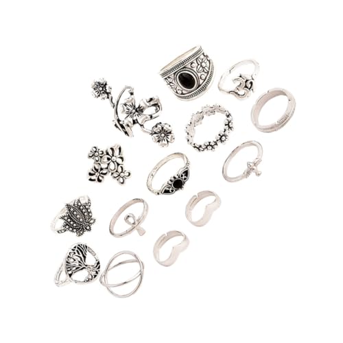 BESTYASH Bohemian Retro Vintage Ring Set Teilig Silber Verschiedene Langlebig Komfortabel Glatte Oberfläche Knöchelringe für Freundinnen Schwestern Töchter Mütter von BESTYASH