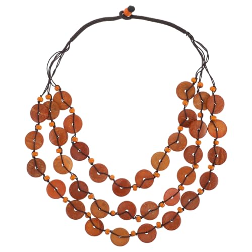 BESTYASH Boho Mehrschichtige Perlenkette Damen Natürliche Kokosnuss Perlenhalskette Stylischer Choker Modischer Layered Necklace für Strand und Alltag Leichte Braune Halskette von BESTYASH