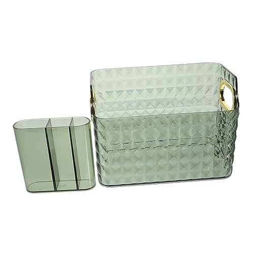 BESTYASH Dekorativer Kosmetik Organizer Mit Fächern Multifunktionale Aufbewahrungsbox Für Makeup Stifte Und Mehr Für Schlafzimmer Und Bad Edlem Grüngold von BESTYASH