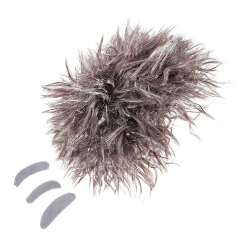 BESTYASH Braune Verrückte Wissenschaftler Perücke Set mit Falschem Schnurrbart und Augenbrauen Komfortable Fasern Realistische Zöpfe Unisex Halloween Kostüm Zubehör für Erwachsene von BESTYASH