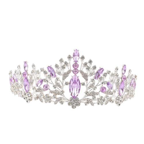 BESTYASH Braut Stirnband mit Strasssteinen Silber Violettes Prinzessinnen Diadem Hochzeitsschmuck für Damen Geburtstags und Party Kopfschmuck Festliches Haarschmuck Accessoire von BESTYASH