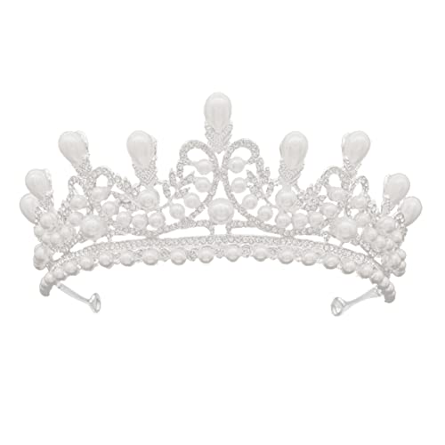 BESTYASH Kronenkopfschmuck Für Braut Perlenkrone Mit Strass Glänzende Kopfbedeckung Filigranes Design Diamantperlenkrone Brautkopfschmuck Hochzeitsschmuck von BESTYASH