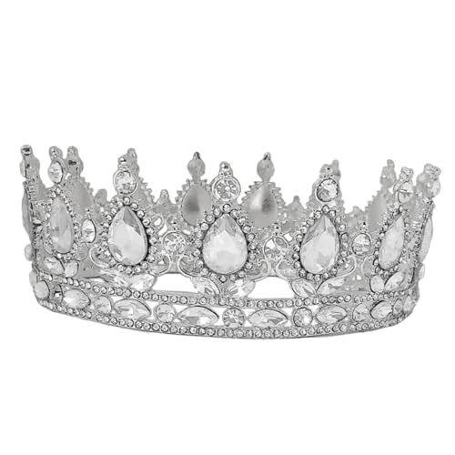 BESTYASH Brautkrone Hochzeitskopfschmuck Haarschmuck für Damen Barocke Wasserfall Design Krone für Hochzeiten und Besondere Anlässe Silber und Weiß von BESTYASH