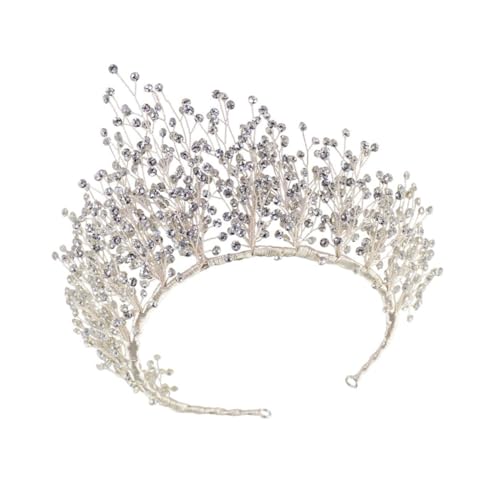BESTYASH Brautkrone Wasserstrahlbesetztes Diadem Haarschmuck Damen Hochzeit Kopfschmuck Silber Glänzend Elegant für Brautschmuck und Festtagsmode von BESTYASH