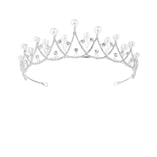 BESTYASH Brautkrone mit Perlen und Funkelnden Strasssteinen Weißes Hochzeits Haaraccessoire für Damen Geeignet für Braut Party und Festliche Anlässe von BESTYASH