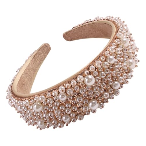 BESTYASH Breites Perlen Haarband Damen Elegant Haarschmuck Braut Kopfschmuck Party Festlicher Stirnband Schmuck von BESTYASH