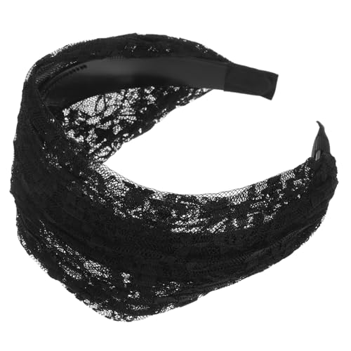 BESTYASH Breites Schwarzes Spitzen Haarband für Damen Eleganter Leichter und Bequemer Haarschmuck Rutschfestes Stirnband Passend für Kopfgrößen Modisches Accessoire für Alltag und von BESTYASH